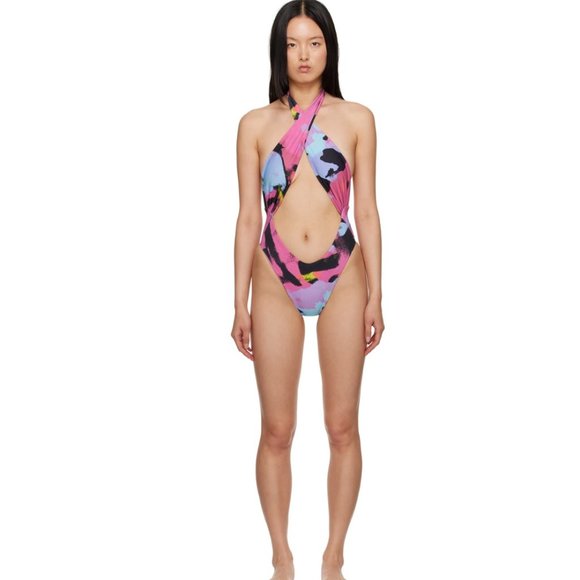 MIAOU Multicolor Demi One-Piece Swimsuit only try-on almost Brand new - Picture 4 of 7